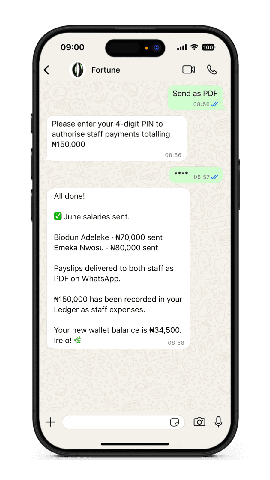 Fortune My Staff salary confirmation
